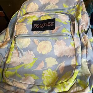 Jan Sport lJS0A47JK Big Student Backpack pastel pink ,yellow and blue Floral